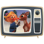 Rudolph claymation still on a cartoon TV